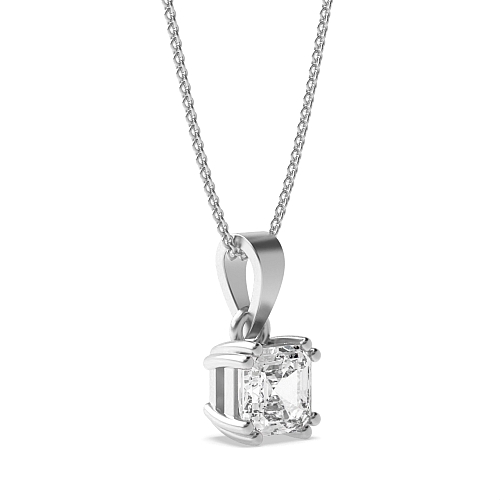 6 Prong Asscher Timeless Solitaire Pendant Necklaces