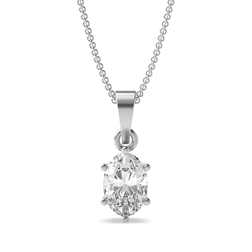 6 Prong Oval Timeless Pendant Necklaces