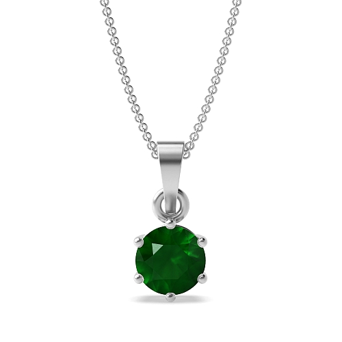 6 Prong Timeless Emerald Pendant Necklaces