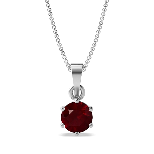 6 Prong Timeless Ruby Pendant Necklaces