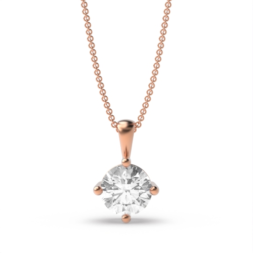 4 Prong Rose Gold basket Solitaire Pendant Necklace