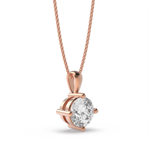 4 Prong Rose Gold basket Solitaire Pendant Necklace