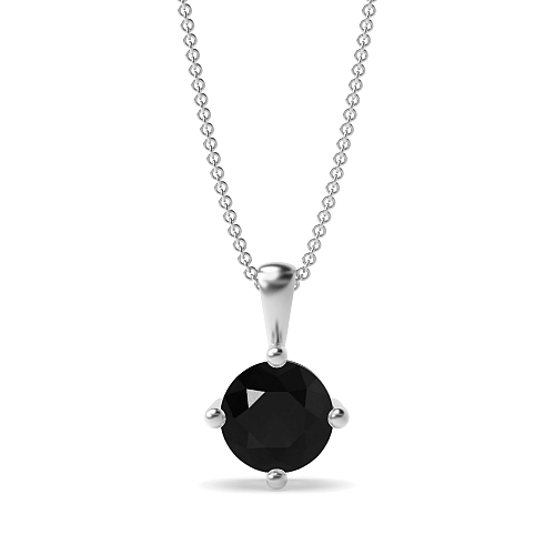 4 Prong solid bale n-s-e-w Black Diamond Pendant Necklaces