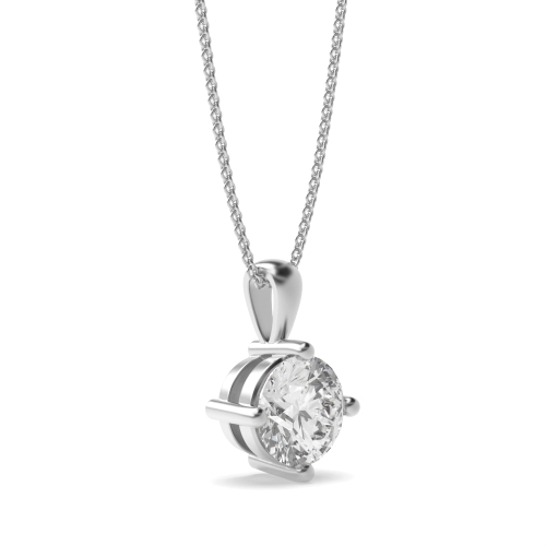 4 Prong Round basket Solitaire Pendant Necklace