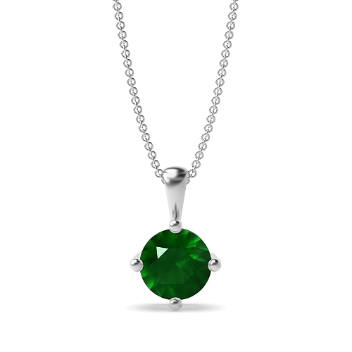 4 Prong solid bale n-s-e-w Emerald Pendant Necklaces