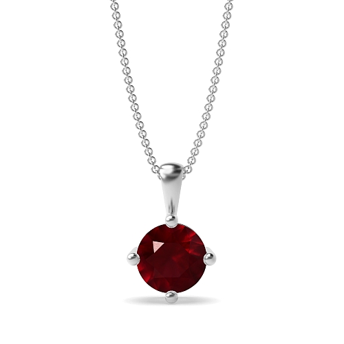 4 Prong solid bale n-s-e-w Ruby Pendant Necklaces