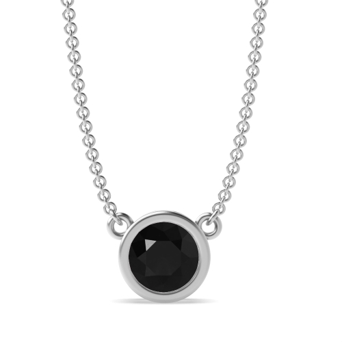 Bezel Set Round Black Diamond Necklace