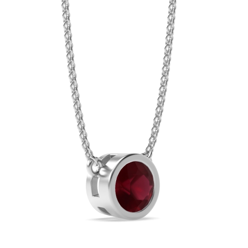 Bezel Set Round Ruby Gemstone Necklace