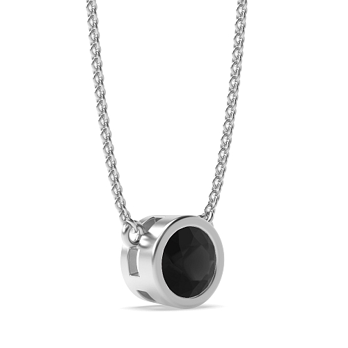 Bezel Setting Chain linked Black Diamond Pendant Necklaces