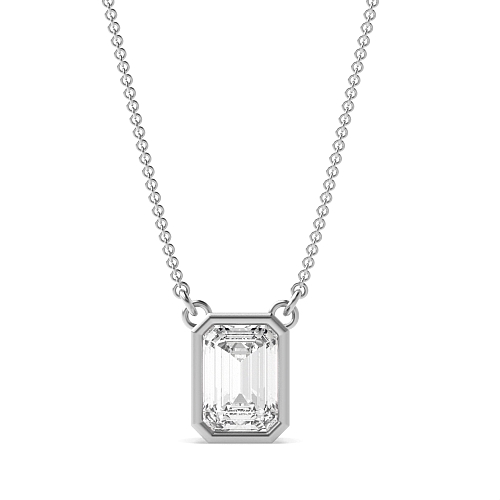 Bezel Setting Emerald Chain linked Pendant Necklaces