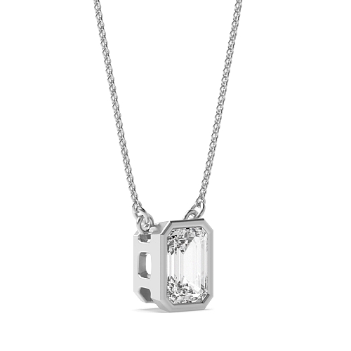 Bezel Setting Emerald Chain linked Pendant Necklaces