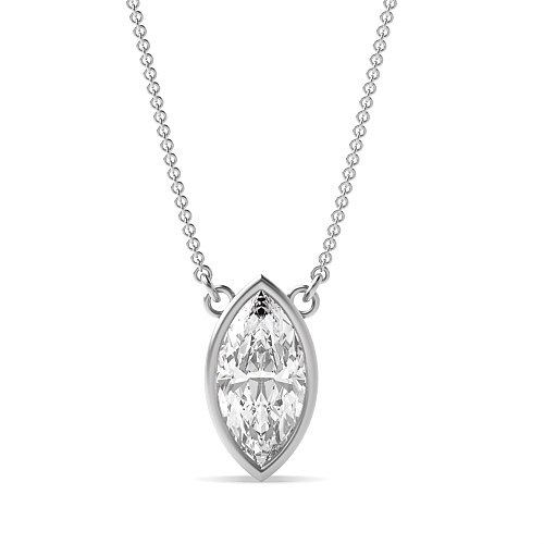 Bezel Setting Marquise Chain linked Pendant Necklaces
