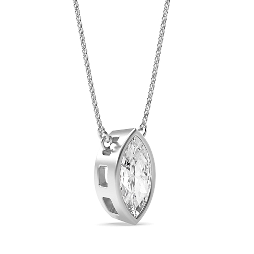 Bezel Setting Marquise Chain linked Pendant Necklaces