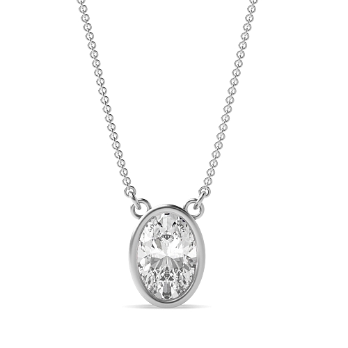Bezel Setting Oval Chain linked Pendant Necklaces