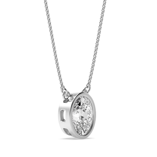 Bezel Setting Oval Chain linked Pendant Necklaces