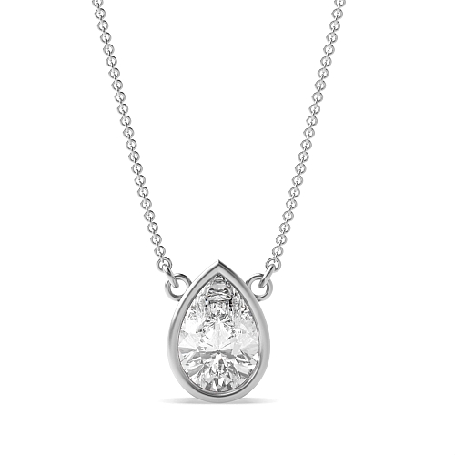 Prong Pear Chain linked Pendant Necklaces