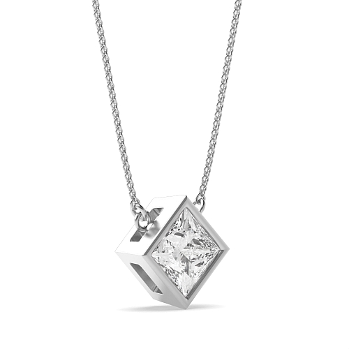 Bezel Setting Princess Chain linked Pendant Necklaces