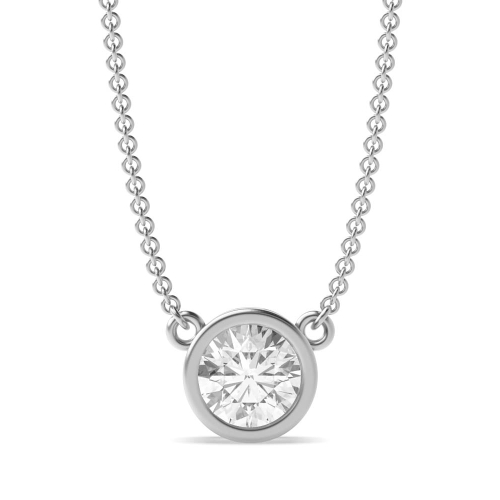 Bezel Setting Silver chain linked Solitaire Pendant Necklace