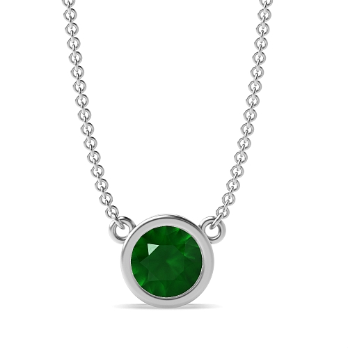 Bezel Setting Chain linked Emerald Pendant Necklaces