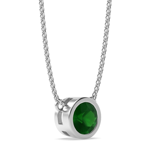 Bezel Setting Chain linked Emerald Pendant Necklaces