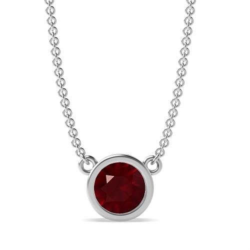 Bezel Setting Chain linked Ruby Pendant Necklaces