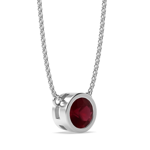 Bezel Setting Chain linked Ruby Pendant Necklaces