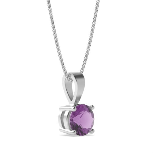 4 Prong Glow Amethyst Solitaire Pendant Necklace