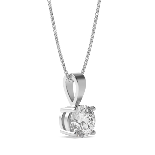4 Prong Silver Solitaire Pendant Necklace