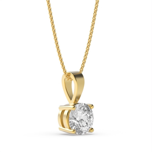 4 Prong Yellow Gold Solitaire Pendant Necklace
