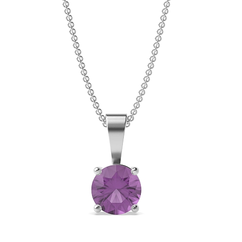 4 Prong Solid bale basket set Amethyst Pendant Necklaces