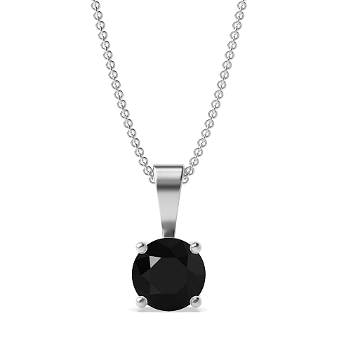 4 Prong Solid bale basket set Black Diamond Pendant Necklaces