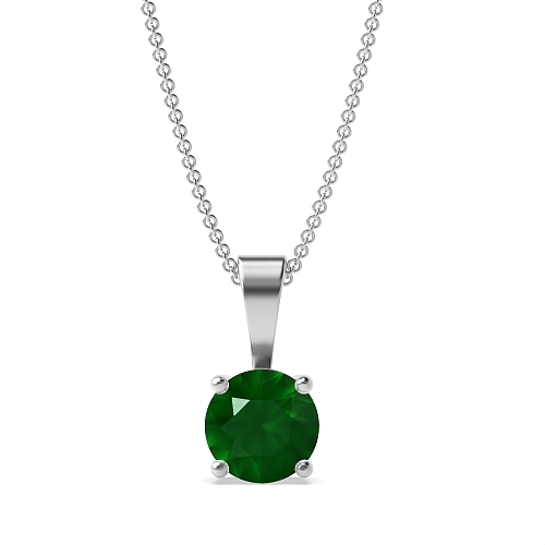 4 Prong Solid bale basket set Emerald Pendant Necklaces