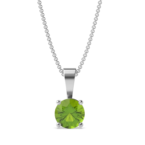 4 Prong Solid bale basket set Peridot Solitaire Pendant Necklaces