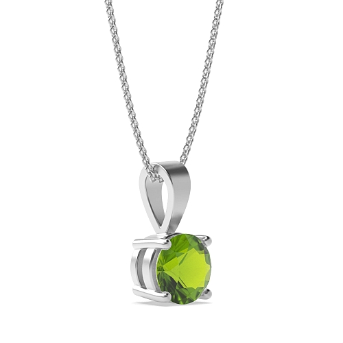 4 Prong Solid bale basket set Peridot Solitaire Pendant Necklaces