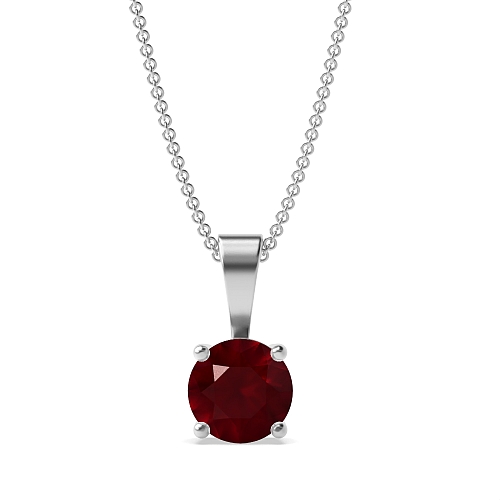 4 Prong Solid bale basket set Ruby Pendant Necklaces