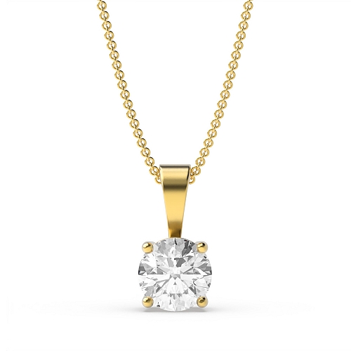 4 Prong Yellow Gold Solid bale basket set Pendant Necklaces