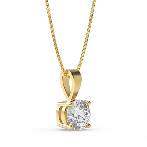 4 Prong Yellow Gold Solid bale basket set Pendant Necklaces