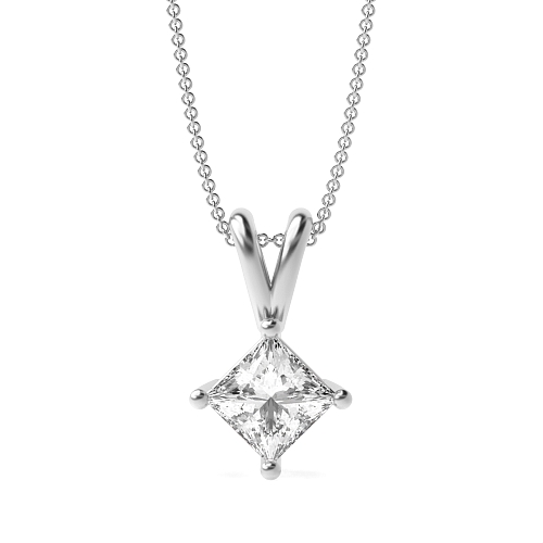 5 carat  4 Prong Princess Flare Lab Grown Diamond Pendant Necklaces
