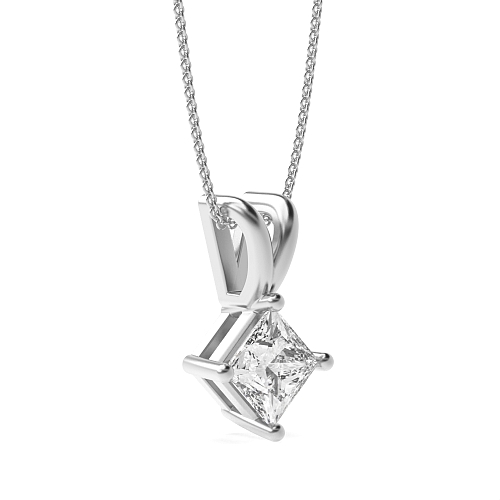 5 carat  4 Prong Princess Flare Lab Grown Diamond Pendant Necklaces