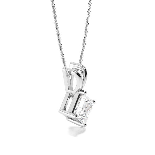 4 Prong Princess Flare Solitaire Pendant Necklace