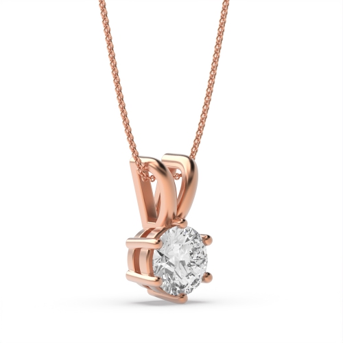 6 Prong Rose Gold Solitaire Pendant Necklace