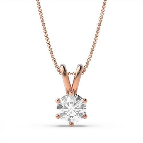 6 Prong Rose Gold split bale Solitaire Pendant Necklace