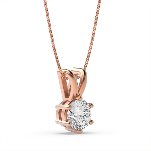 6 Prong Rose Gold split bale Solitaire Pendant Necklace