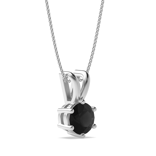 6 Prong Split bale Black Diamond Pendant Necklaces
