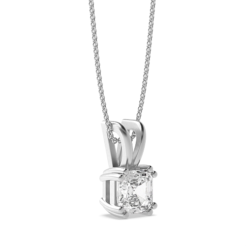 6 Prong Asscher Split bale Solitaire Pendant Necklaces