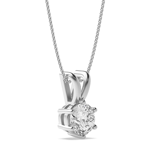 6 Prong Round split bale Solitaire Pendant Necklace