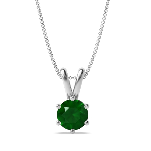 6 Prong Split bale Emerald Pendant Necklaces