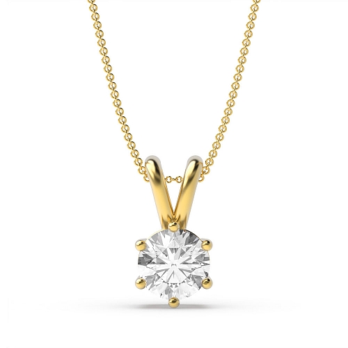 6 Prong Yellow Gold Split bale Pendant Necklaces