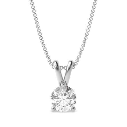 3 Prong Setting Round Solitaire Lab Grown Diamond Pendant