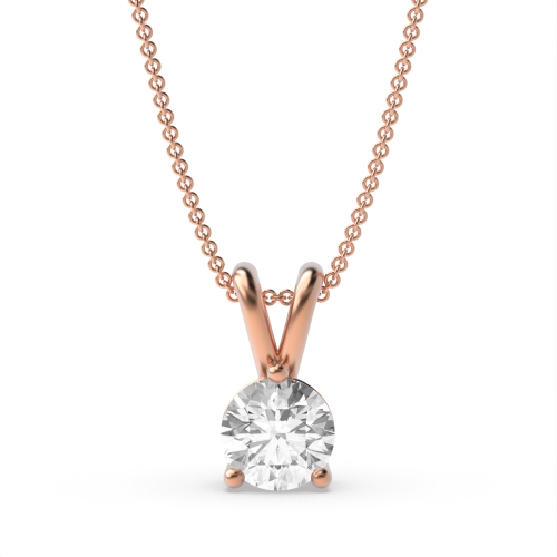 4 Prong Round Rose Gold split bale Solitaire Pendant Necklace